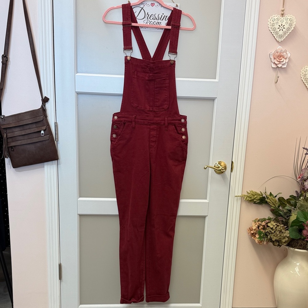 Judy Blue Women's Burgundy Denim Overalls - Picture 4 of 9